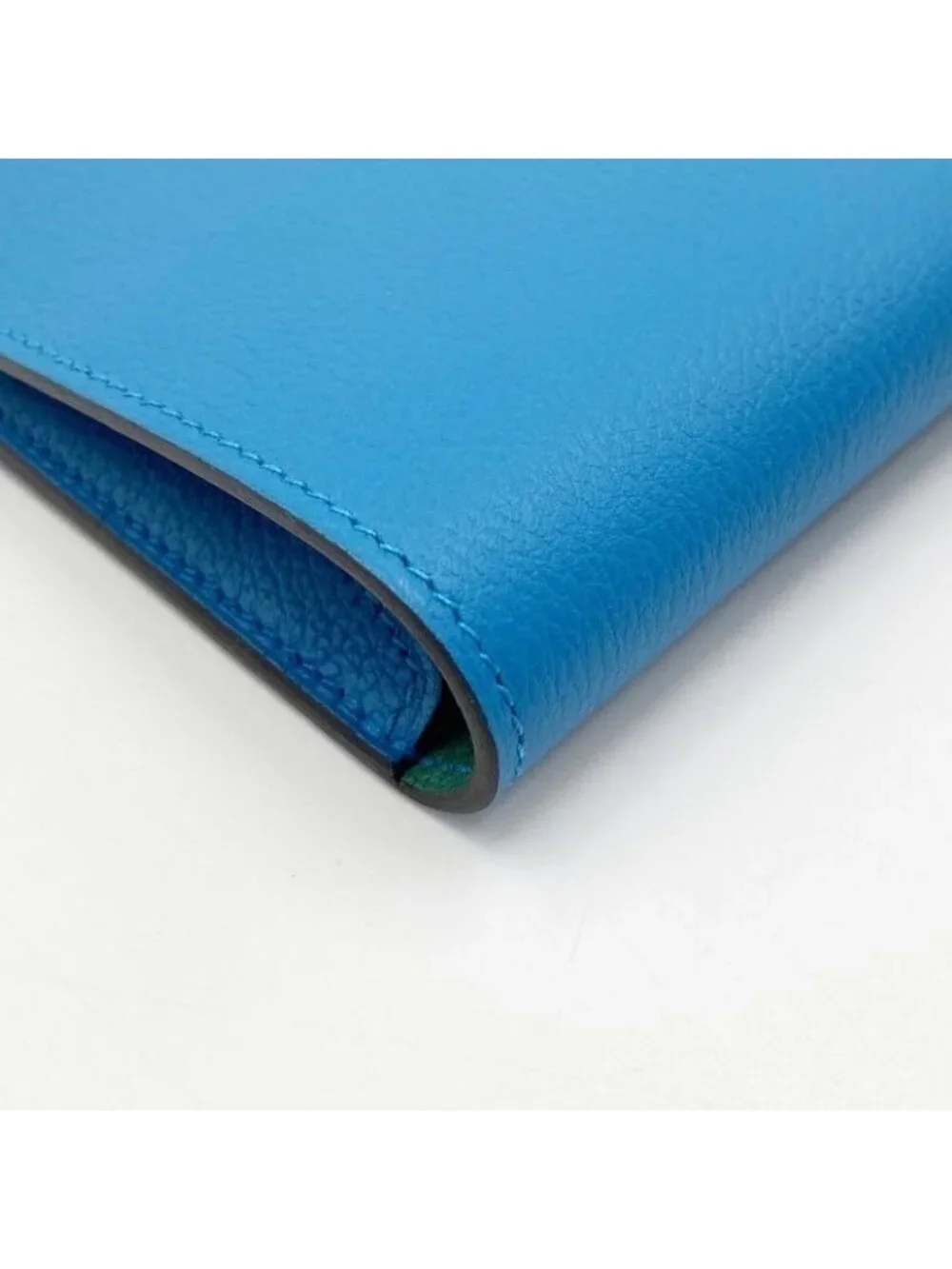 Hermes Wallet Toutenmain Blue Green Color Silver